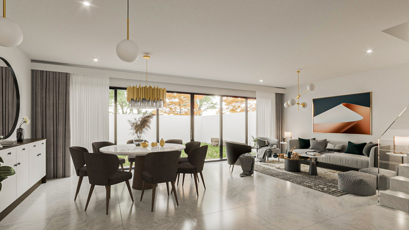 Sala y comedor casa modelo Privada Zafiro